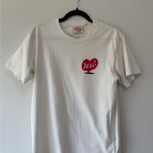 Deus White Short Sleeve Tee with Heart Graphic